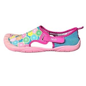 Newtz Girls Water Shoes Size 4/5 | Pink Fruit Print Beach Swim Slip-On Flats